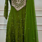 Luxurious Green Chinon Embroidered Anarkali Set (RT1518)