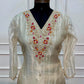 Ivory Floral Embroidered Meraki A-Line Suit Set with Elegant Dupatta (RT1526)