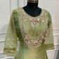 Sage Green Floral Embroidered Meraki A-Line Suit Set with Dupatta (RT1524)
