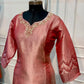 Wine Rose Embroidered Benaras Straight-Cut 3-Piece Suit Set (RT1531)