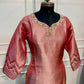 Wine Rose Embroidered Benaras Straight-Cut 3-Piece Suit Set (RT1531)
