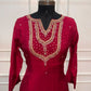 Ruby Red Embroidered Mull Chanderi A-Line Suit Set (RT1538)