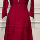Ruby Red Embroidered Mull Chanderi A-Line Suit Set (RT1538)