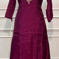 Wine Plum Embroidered Mull Chanderi A-Line Suit Set (RT1536)