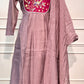 Rosewood Pink A-Line Embroidered Mull Chanderi Suit Set (RT1535)