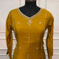 Golden Mustard Charm Mull Chanderi Embroidered 3-Piece Suit Set (RT1541)