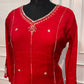 Ruby Red Radiance Mull Chanderi Embroidered 3-Piece Suit Set (RT1539)