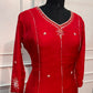 Ruby Red Radiance Mull Chanderi Embroidered 3-Piece Suit Set (RT1539)