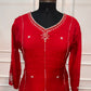 Ruby Red Radiance Mull Chanderi Embroidered 3-Piece Suit Set (RT1539)