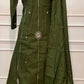 Olive Green Grace Mull Chanderi Embroidered 3-Piece Suit Set (RT1540)