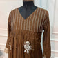 Chocolate Brown Embroidered A-Line Suit Set (RT1533)