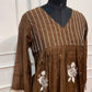 Chocolate Brown Embroidered A-Line Suit Set (RT1533)