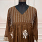 Chocolate Brown Embroidered A-Line Suit Set (RT1533)