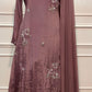 Soft Mauve Lavender Chinon Embroidered Suit Set (RT1549)