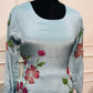 Pastel Blue Floral Chinon A-Line 3 Piece Suit Set (RT1547)