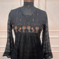 Black Floral Embroidered Mull Cotton A-Line Suit Set (RT1543)