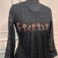 Black Floral Embroidered Mull Cotton A-Line Suit Set (RT1543)