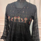 Black Floral Embroidered Mull Cotton A-Line Suit Set (RT1543)