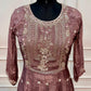 Mauve Embroidered Chinon Anarkali Suit Set (RT1550)