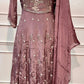 Mauve Embroidered Chinon Anarkali Suit Set (RT1550)