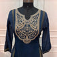 Midnight Navy Royale Mull Chanderi A-Line Embroidered Suit Set (RT1553)
