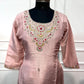 Blush Pink Shimmer Embroidered Straight Suit Set (RT1559)