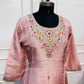 Blush Pink Shimmer Embroidered Straight Suit Set (RT1559)