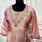 Blush Pink Shimmer Embroidered Straight Suit Set (RT1559)