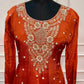 Burnt Orange Floral Chinon Anarkali Set (RT1565)