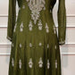 Olive Green Regal Chinon Anarkali Set (RT1562)