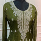 Olive Green Regal Chinon Anarkali Set (RT1562)
