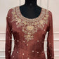 Mocha Royale Chinon Embroidered Anarkali Set (RT1564)