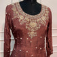 Mocha Royale Chinon Embroidered Anarkali Set (RT1564)