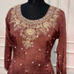 Mocha Royale Chinon Embroidered Anarkali Set (RT1564)