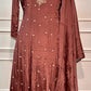 Mocha Royale Chinon Embroidered Anarkali Set (RT1564)