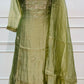 Elegant Sage Green Floral Embroidered A-Line 3-Piece Suit Set (RT1569)