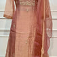 Pastel Rose Floral Embroidered A-Line 3-Piece Suit Set (RT1570)