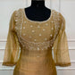 Mustard Gold Floral Embroidered A-Line 3-Piece Suit Set (RT1572)