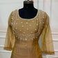 Mustard Gold Floral Embroidered A-Line 3-Piece Suit Set (RT1572)
