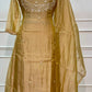 Mustard Gold Floral Embroidered A-Line 3-Piece Suit Set (RT1572)