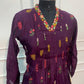 Plum Garden Grace – Premium Mull Chanderi Collar Neck A-Line Suit Set (RT1585)