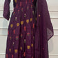 Plum Garden Grace – Premium Mull Chanderi Collar Neck A-Line Suit Set (RT1585)