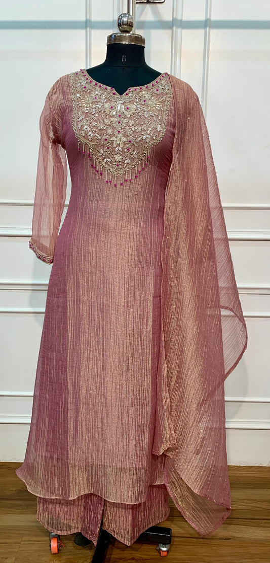 Pink Mauve Grace – Premium Salsa A-Line 3 Piece Suit Set (RT1596)