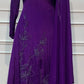 Royal Purple Embroidered Chinon A-Line Suit Set (RT1588)