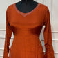 Rust Gul Embroidered Chinon A-Line Suit Set (RT1587)