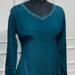Teal Noor Embroidered Chinon A-Line Suit Set (RT1586)