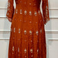 Rust Orange Zari Embroidered Chinon Anarkali Suit Set (RT1589)