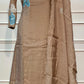 Taupe Floral Embroidered Mull Chanderi Suit Set (RT1594)