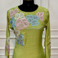 Lime Green Floral Embroidered Mull Chanderi Suit Set (RT1592)