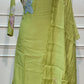 Lime Green Floral Embroidered Mull Chanderi Suit Set (RT1592)
